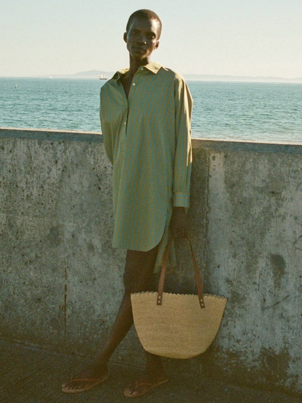 DÔEN Jora Dress in Green Catalina Stripe